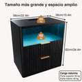 Mesa de Noche con 2 Cajones y Estación de Carga, Ahorra Espacio, con Tomacorriente, de Madera, para Dormitorio, Esquina de Escritorio, Sala de Estar, Hogar