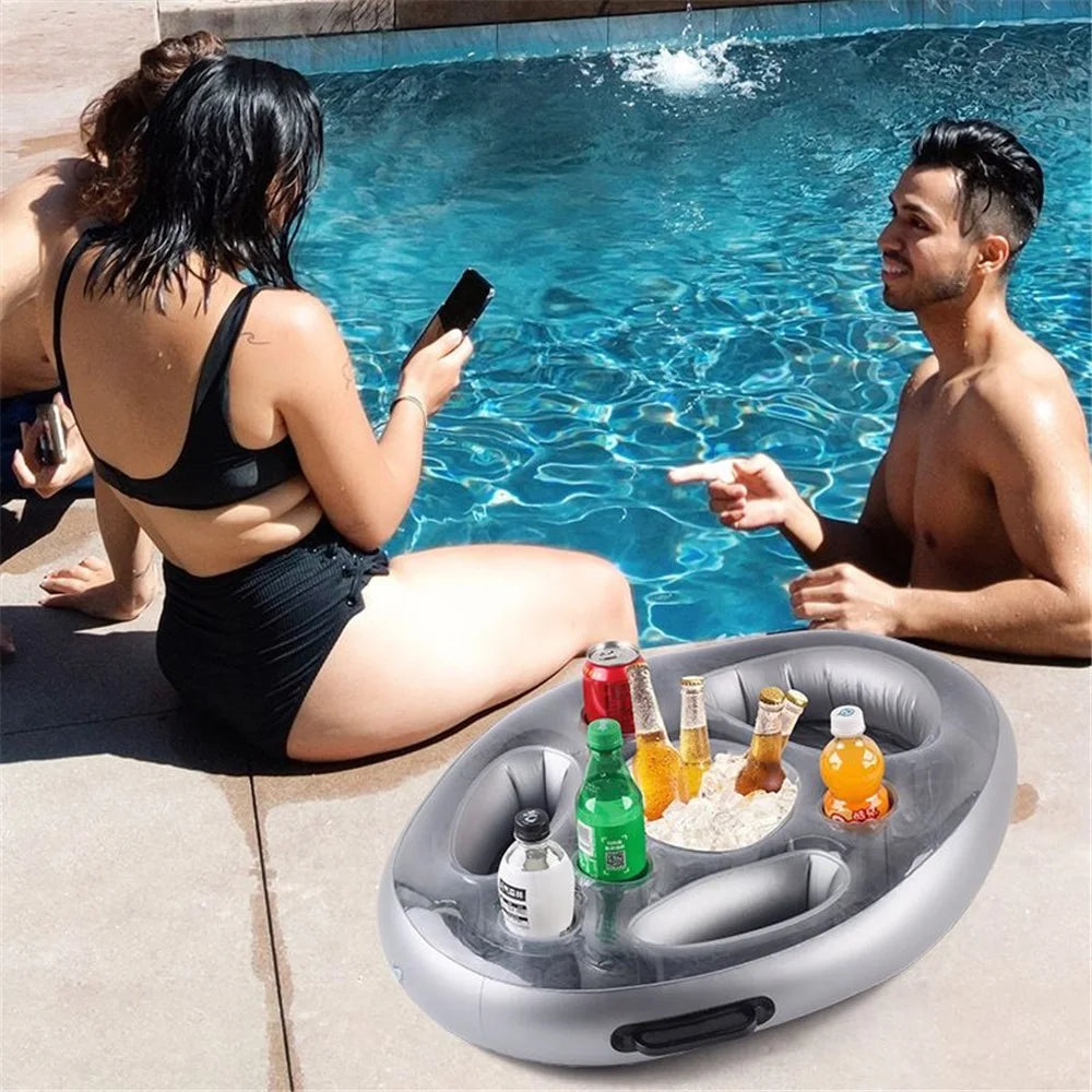 Mesa Enfriadora Flotante para Piscina, Bandeja de Bar Flotante, Colchón de Piscina, Soporte para Comida y Bebidas, Accesorio para Piscina