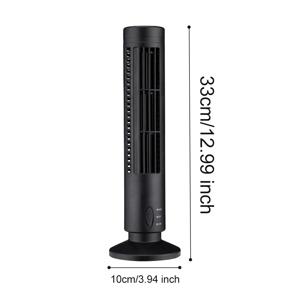 Ventilador de torre LED USB, ventilador de refrigeración sin aspas, ventilador de torre de pie de 2 velocidades, ventilador de suelo eléctrico portátil para sala de estar y dormitorio