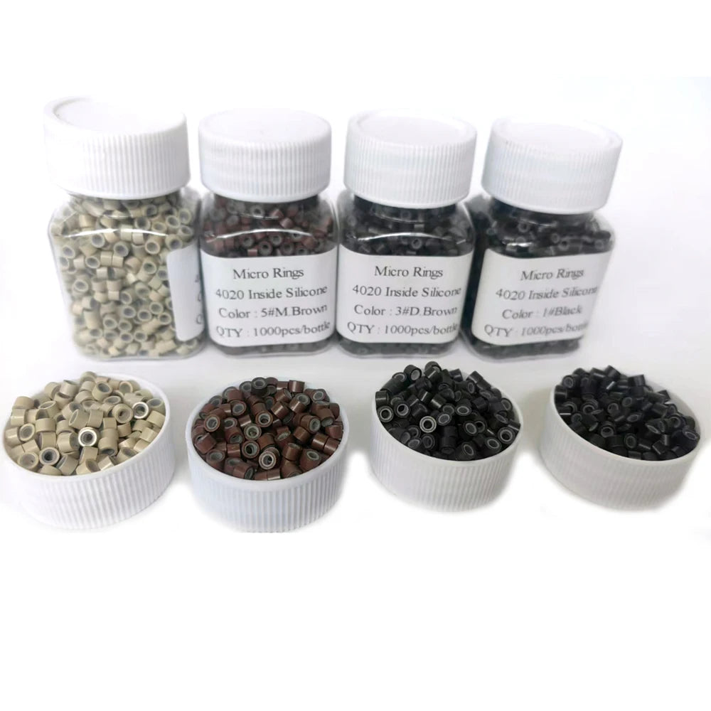 1000 Uds. Micro anillos de 4mm para extensiones de cabello microeslabones para cabello forrado de silicona extensión de cabello accesorios de herramientas de cuentas