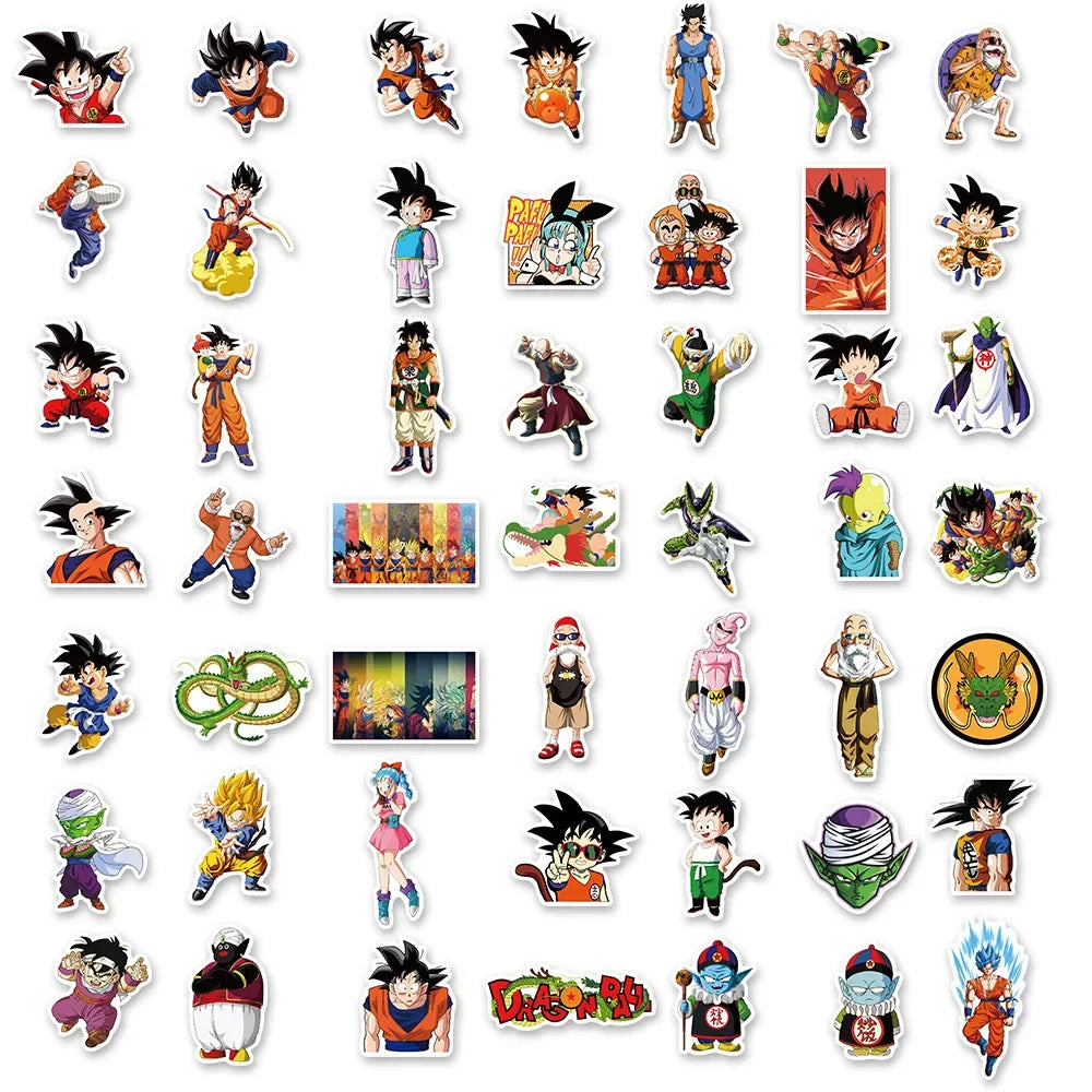 50/100/200 Uds. Pegatinas de Dragon Ball de Anime para niños Graffiti monopatín portátil botella de agua motocicleta pegatina de dibujos animados calcomanías de juguete