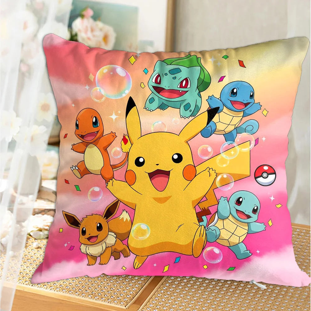 Funda para fundas de almohada Kawaii P-Pilkachuus, funda nórdica para almohada de 45x45, fundas para cojines, almohadas para dormir, decoración decorativa para el hogar