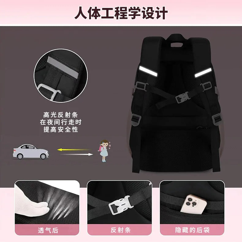 Mochila escolar con estampado de amor, estuche para lápices, bolsa de almuerzo, juego de tres piezas, tela de nailon impermeable, mochila de moda para niños, niñas y adolescentes.
