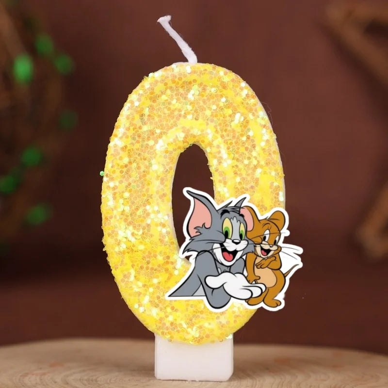 Velas con Números de Anime Tom y Jerry, Decoración para Pastel de Cumpleaños, Figura de Anime, Artículos para Pastel de Feliz Año Nuevo, Regalos