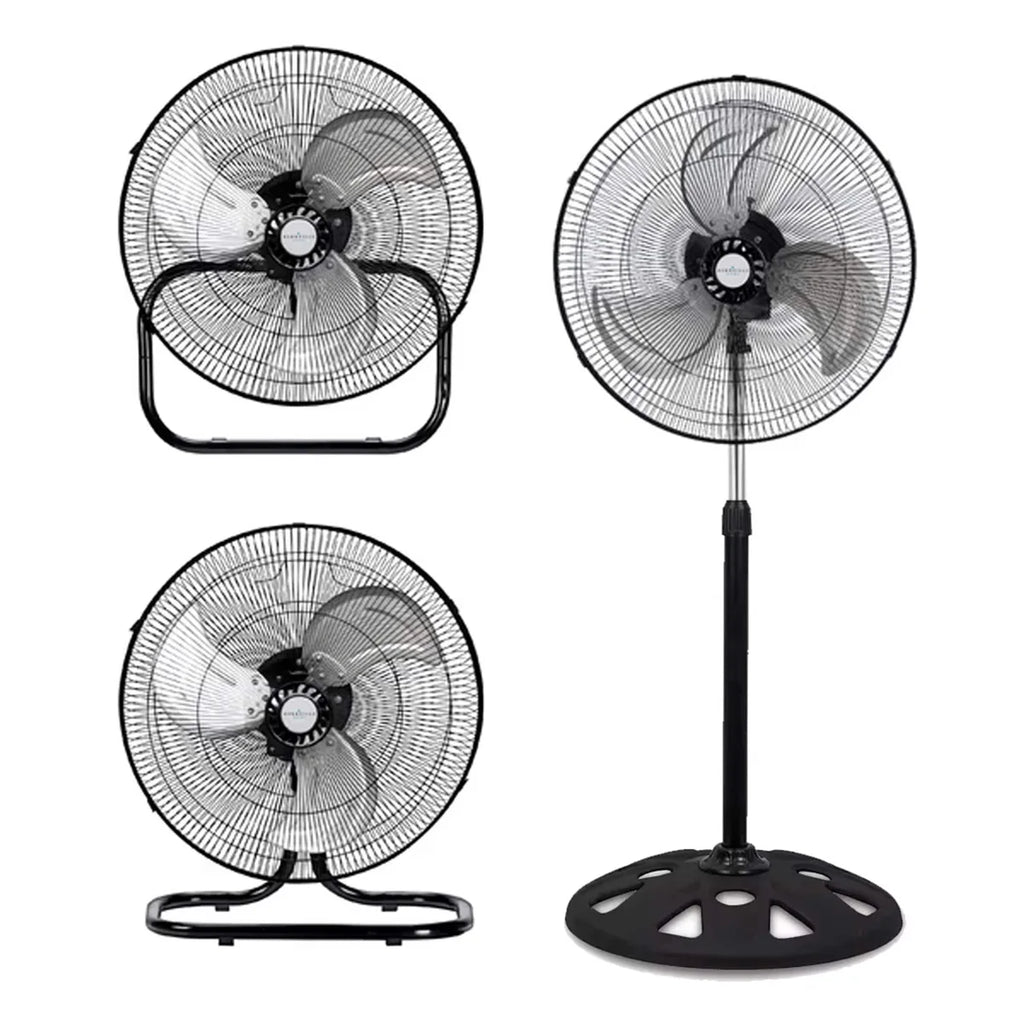 Ventilador Negro 3 en 1 con 3 Aspas Metálicas, 18 Velocidades, Oscilación y Velocidad Regular   Ventilador Silencioso de Bajo Consumo con Temporizador y Programación Ajustable