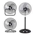 Ventilador Negro 3 en 1 con 3 Aspas Metálicas, 18 Velocidades, Oscilación y Velocidad Regular   Ventilador Silencioso de Bajo Consumo con Temporizador y Programación Ajustable