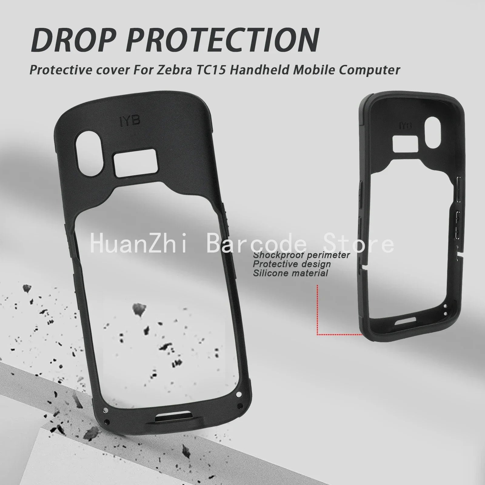 Funda protectora TC15 con correa de mano para computadora móvil portátil con escáner Zebra TC15, cubierta de parachoques resistente
