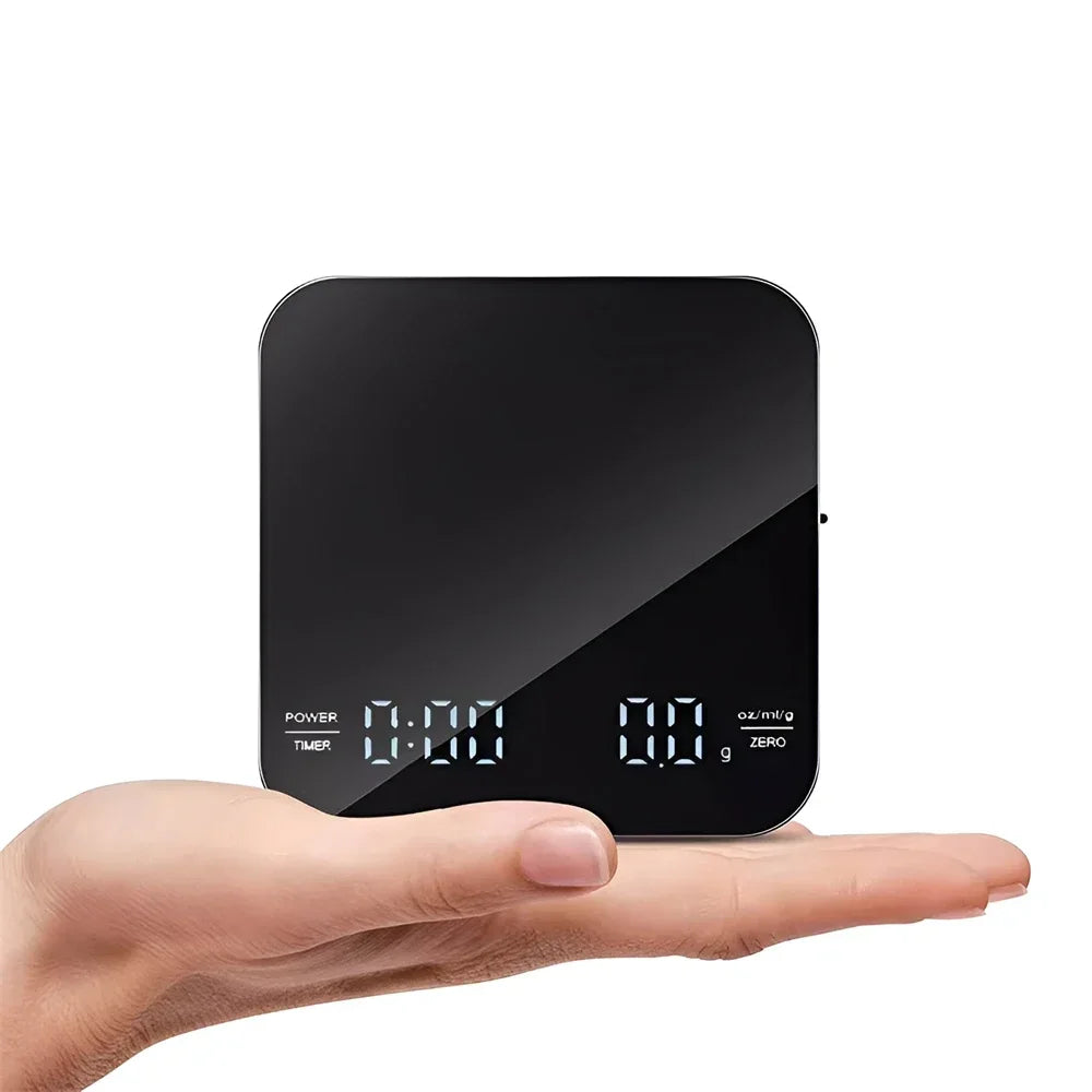 1 Juego de báscula de café electrónica con almohadilla de silicona báscula de café Digital con temporizador pantalla LED carga USB uso en cafetería en casa buen regalo