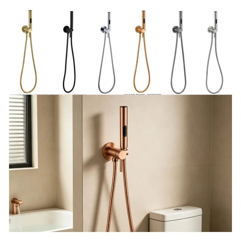 Grifo rociador portátil para bidé con mezclador de agua fría y caliente oculto, ducha higiénica de mano, set de bidé para inodoro