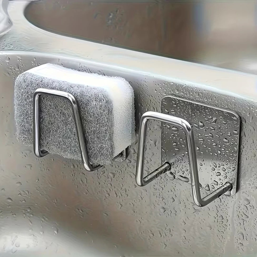 Soporte de Esponja para Montar en la Pared, de Acero Inoxidable, Organizador de Fregadero Autoadhesivo que Ahorra Espacio, para Fregadero de Cocina