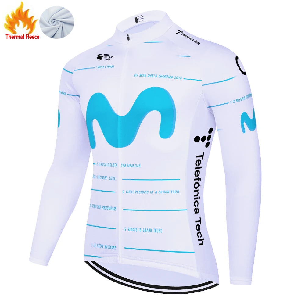 Nuevo invierno Movistar ciclismo jersey 2026 protear hombres manga larga bicicleta invierno maillot cyclisme homme