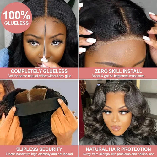 250% Bob corto sin pegamento Wear And Go pelucas de cabello humano ondulado listo para ir precortado 13x6 HD peluca Frontal de encaje cabello humano para mujeres