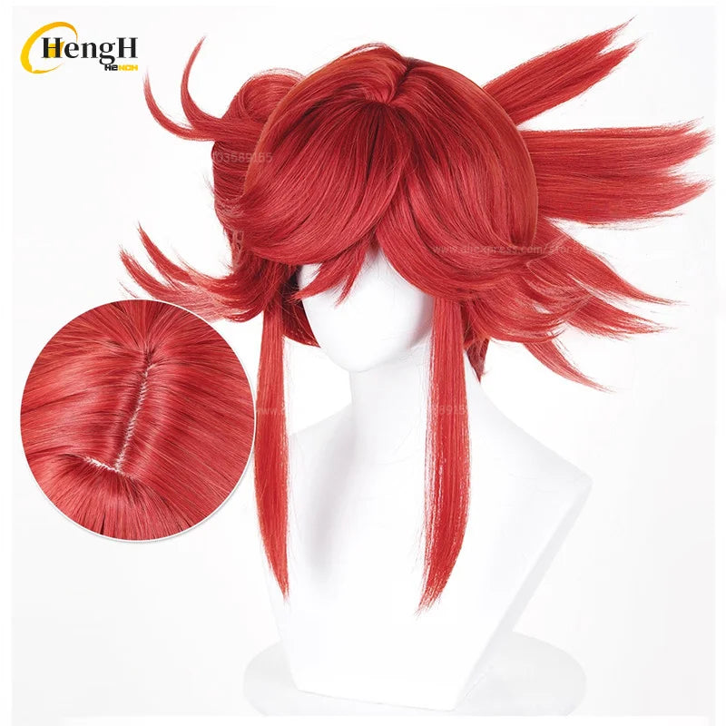 En stock Anime Zanka Guita Enji ‌   Pelucas de Cosplay Rudo Amo Li Glaze, pelo sintético resistente al calor, pelucas para fiesta de Halloween + gorro de peluca