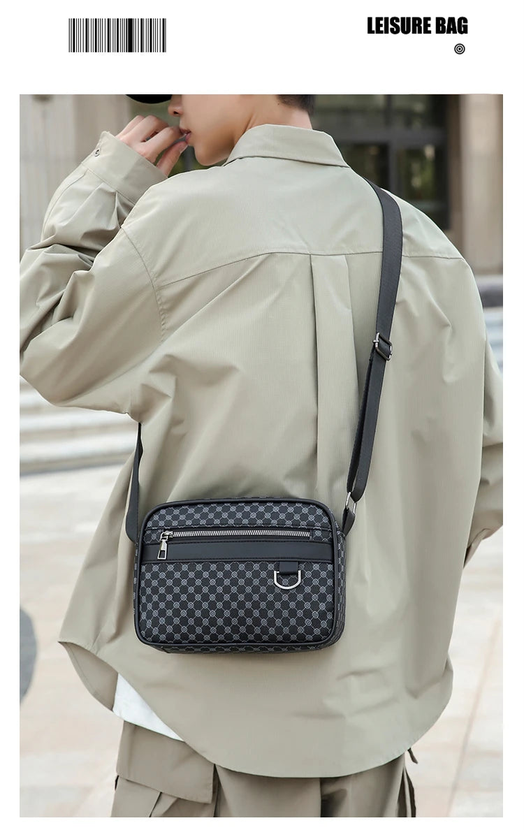 Bolso de hombro con estampado de moda para hombre, bandolera de mensajero de piel sintética, bolso de estilo Vintage para hombre, bolso de hombro, regalo para hombre
