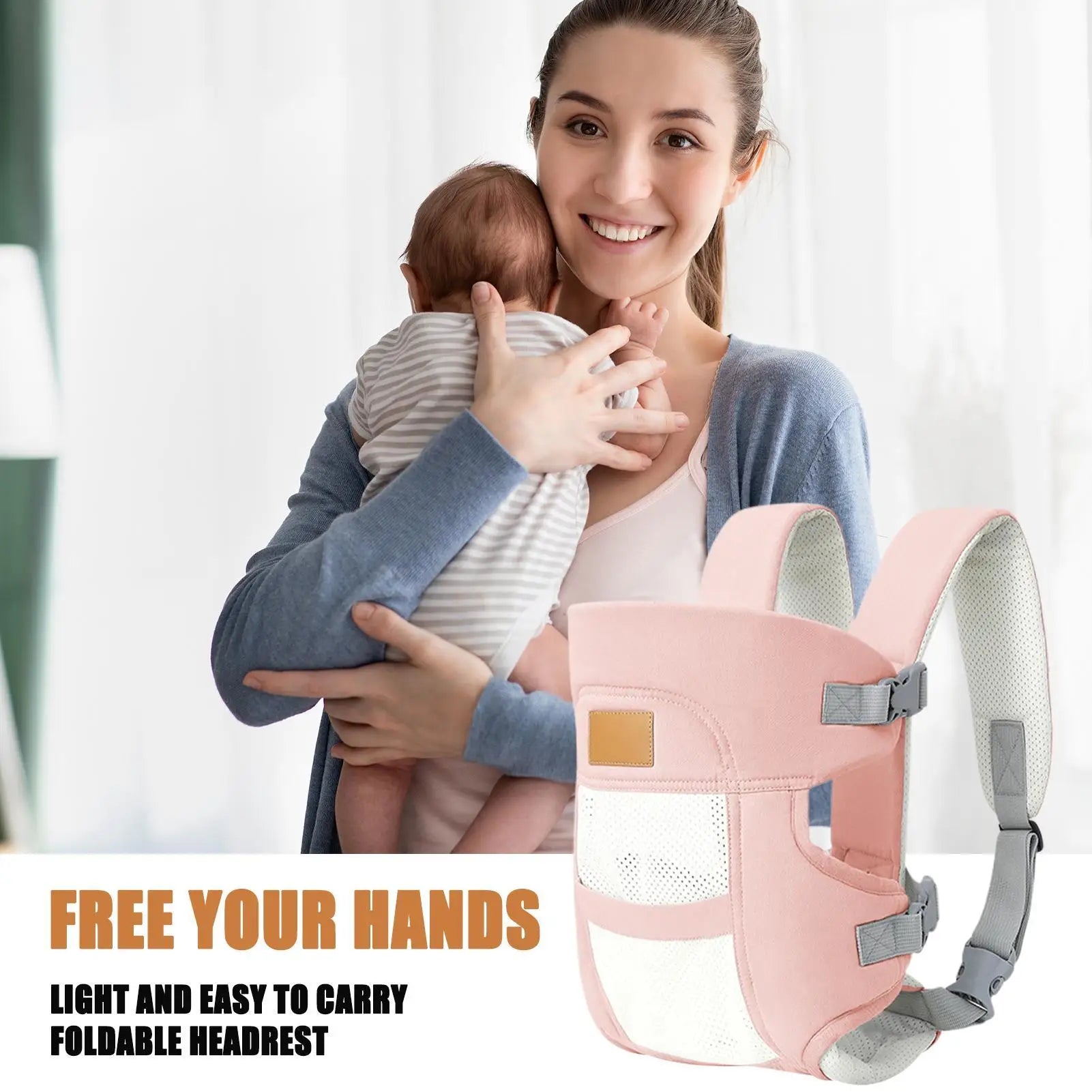 Soporte para bebé, portabebés ligero, ergonómico, transpirable, bolsa con eslinga Horizontal, soporte para la cabeza ajustable para paseos en la naturaleza