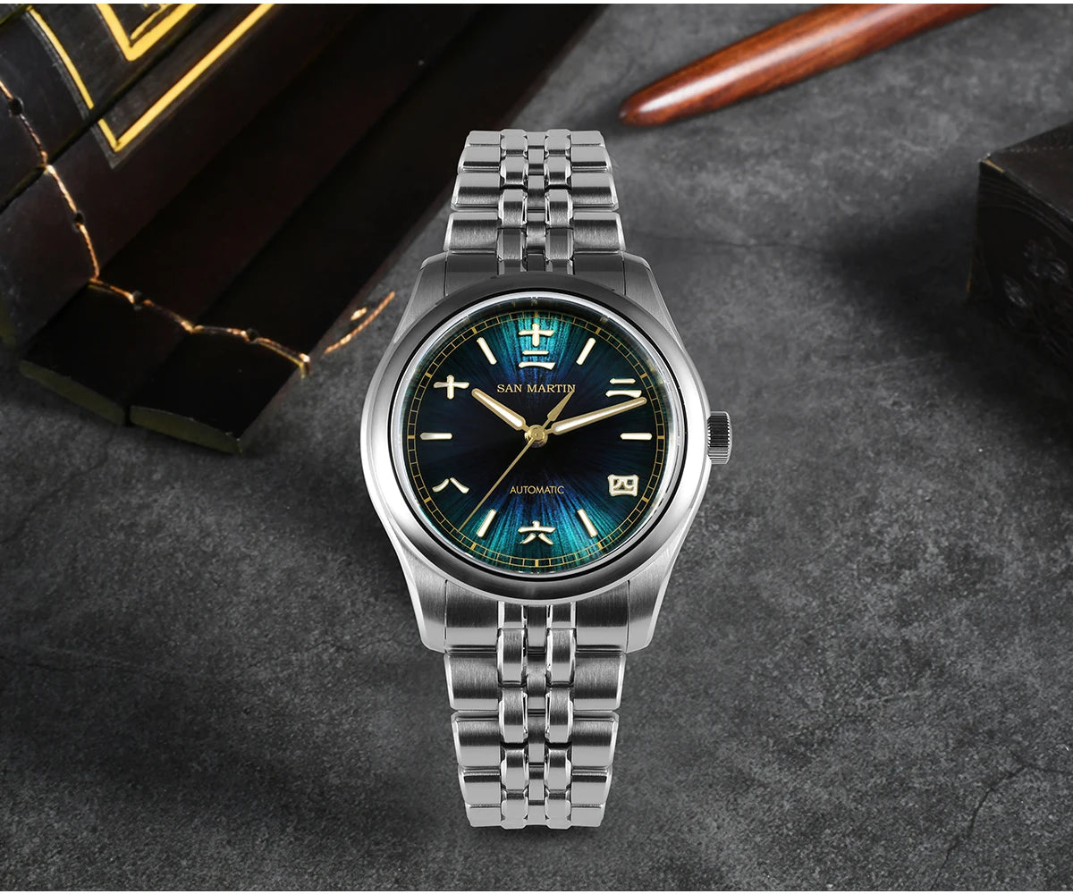 San Martin nuevo reloj Gada de 39mm estilo chino diseño Original Sunburst JianZhan Miyota 90S5 vestido de hombre mecánico automático SN0144