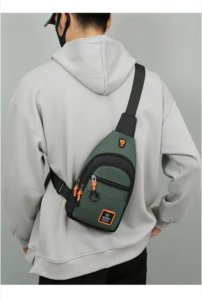 Riñoneras informales con estilo para hombre, bolso de pecho para hombre, bolso de pecho a la moda, bolso de hombro tipo bandolera de tela Oxford ligero