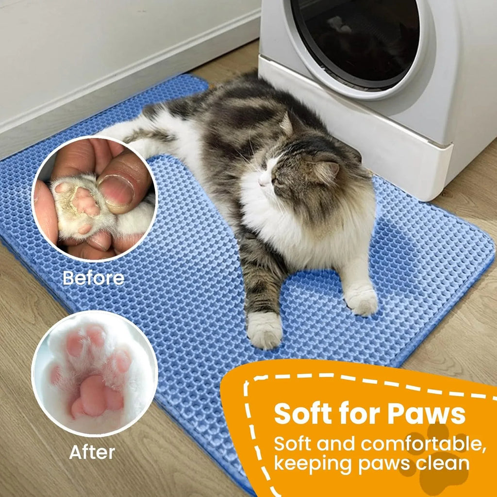 Estera de arena para gatos, doble capa, antideslizante, caja de arena para mascotas grande, estera con filtro, resistente al desgaste, impermeable, antideslizante