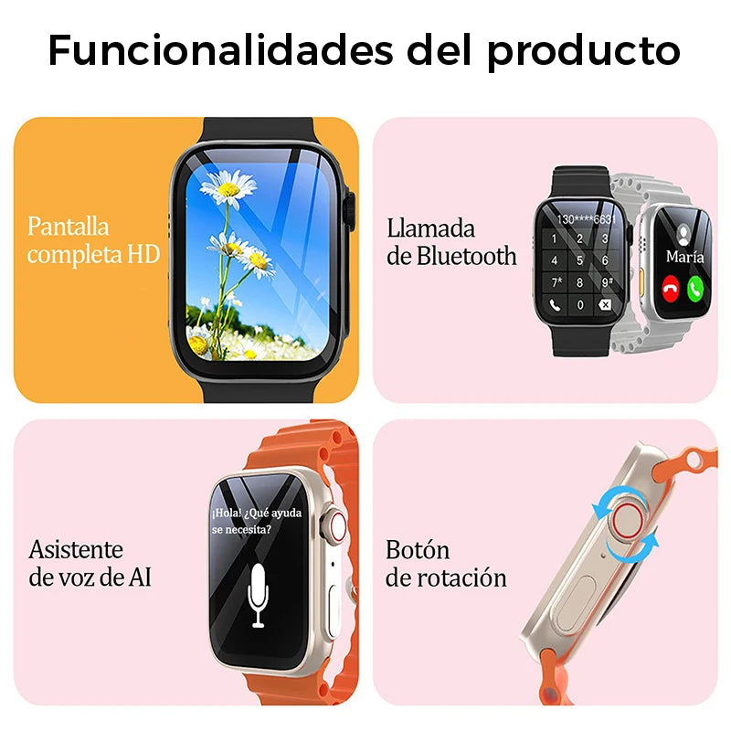 Reloj Inteligente Deportivo con Modos Múltiples - Reproducción de Música, Monitoreo de Salud, Correas Intercambiables, Ideal para Fitness