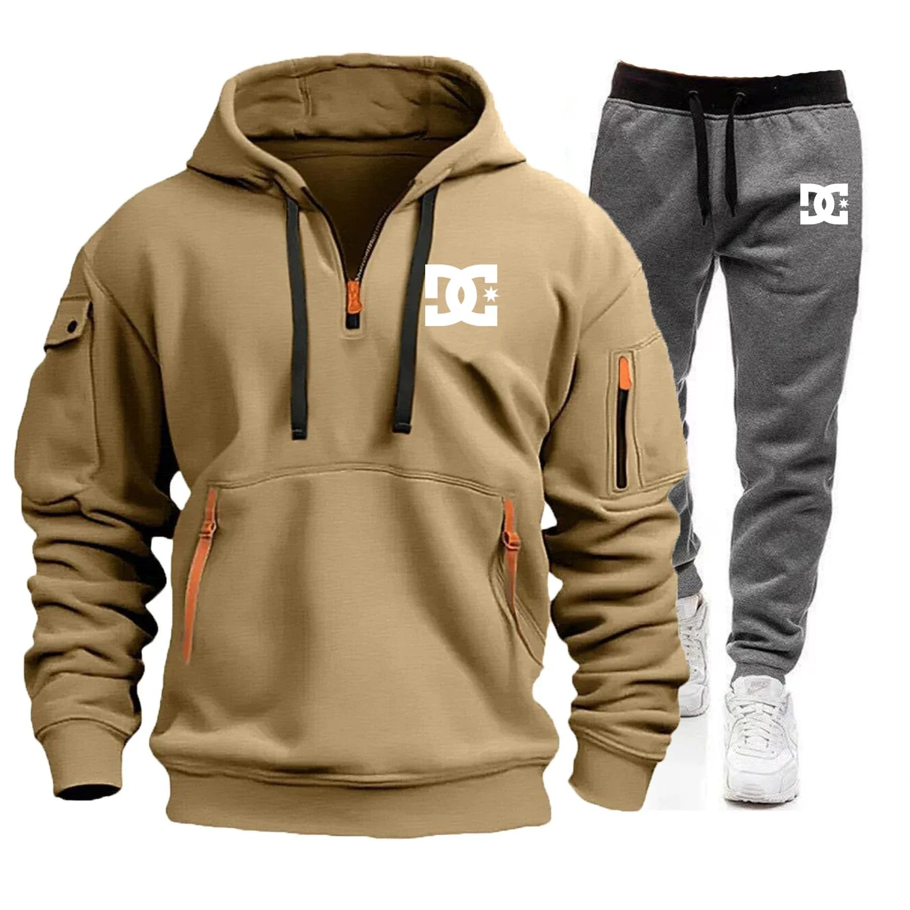 2025 Nuevo conjunto informal de otoño e invierno para hombre, sudadera con capucha y pantalones para correr para hombre al aire libre a la moda, conjunto de 2 piezas