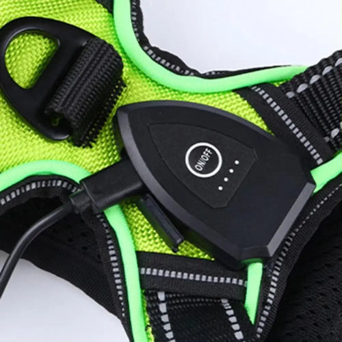 Arnés para perro con luz LED duradera, correa para el pecho luminosa recargable ajustable para mascotas, chaleco brillante suave intermitente para perros, gatos y mascotas