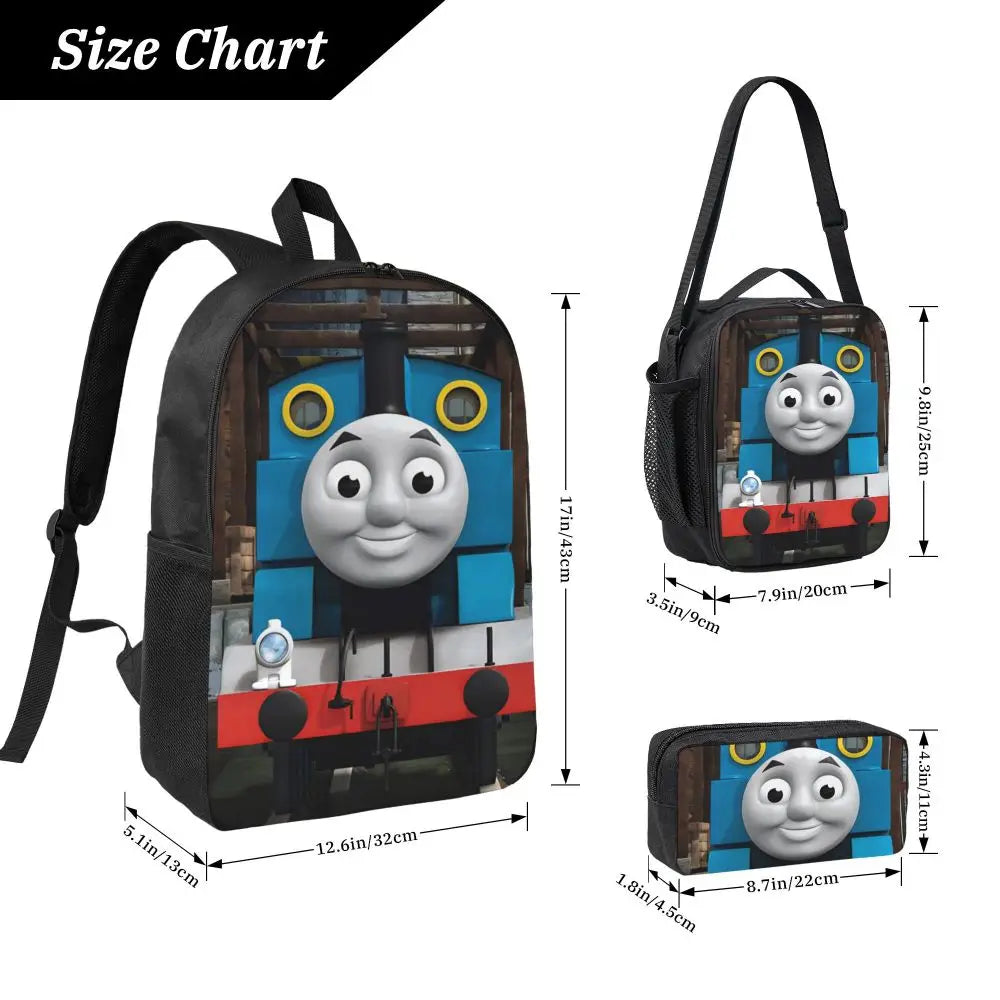 Mochila para niños t-thomas y amigos, fiambrera, bolsas para bolígrafos para niños y niñas, mochilas, mochila escolar de gran capacidad, conjunto de mochila