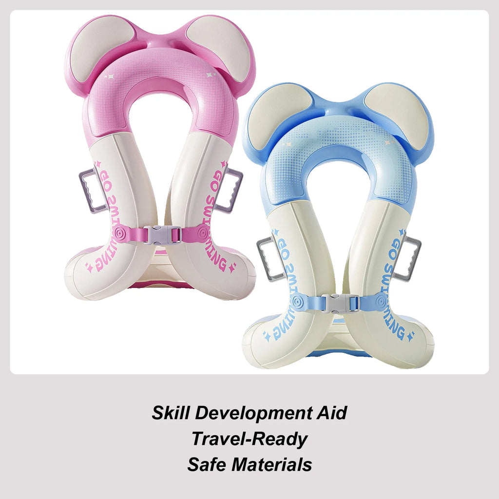 Chaleco de anillo de natación inflable con bolsas de aire dobles y hebilla de seguridad ajustable, flotador de piscina para niños, fiesta de juegos acuáticos