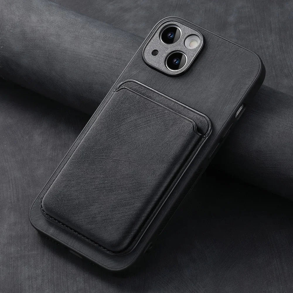 Funda de Cuero Vintage con Tarjetero Magnético Desmontable para iPhone 11 12 13 14 15 16 17 Pro Max Plus, Funda Protectora