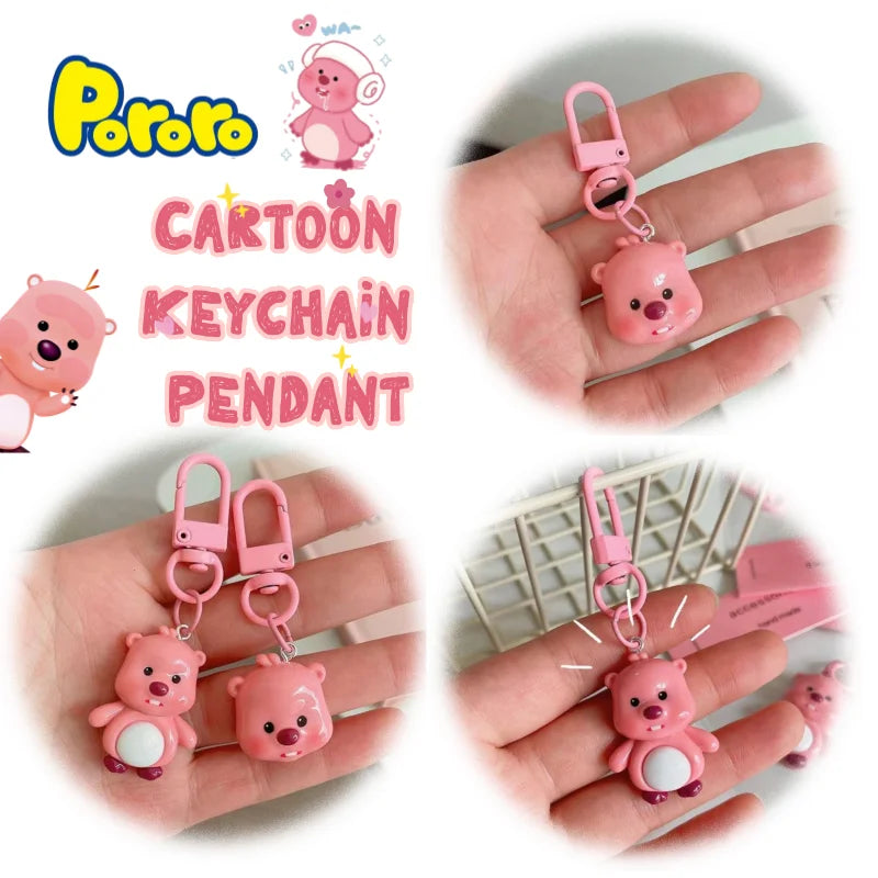 Nuevo Llavero de Muñeco Pororo Loopy de Alto Valor Estético, Colgante Kawaii para Mochila Escolar, Decoración Súper Linda y Creativa, Regalo de Cumpleaños