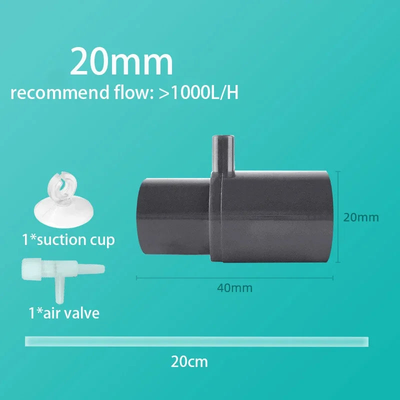 Boquilla de salida de agua acrílica para acuario, adaptador de enriquecimiento de oxígeno, difusor de aire, bomba de agua de aire creciente, accesorios para pecera