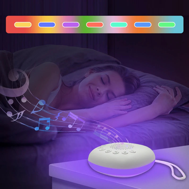 Máquina de Sonido Blanco 2 en 1, Portátil USB, para Dormir Bebés, con 20 Sonidos Relajantes, Luz Nocturna LED y Batería Recargable Integrada