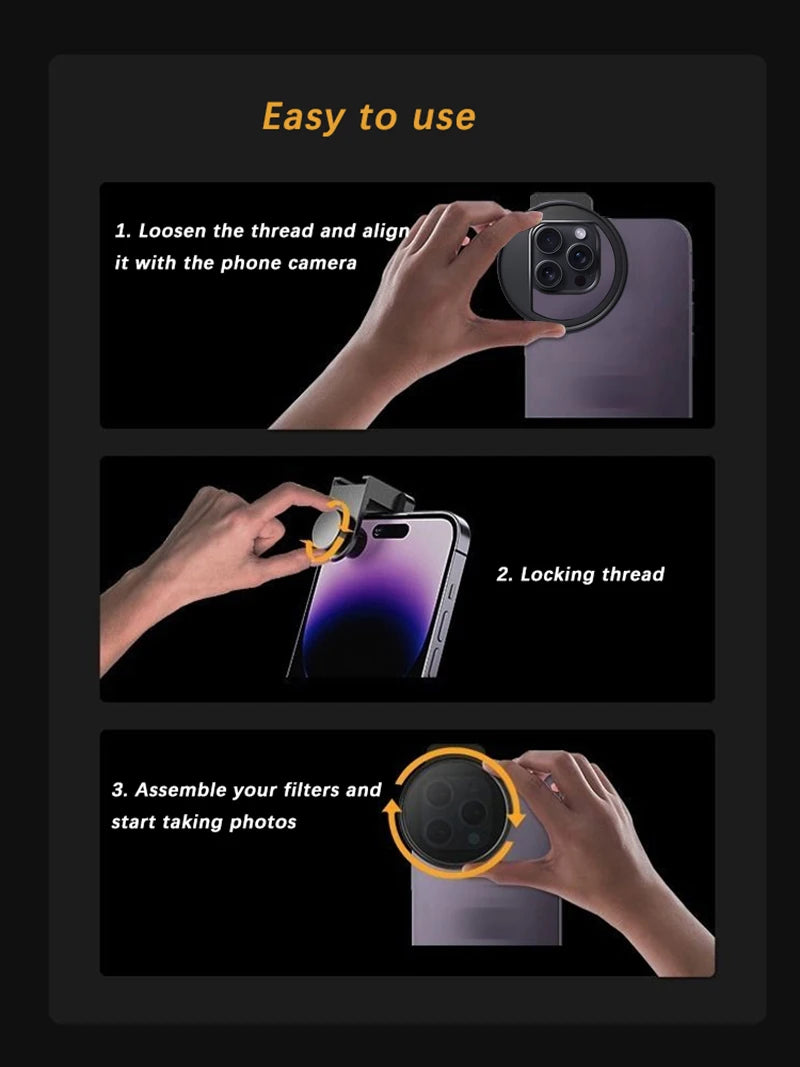 Kit de lentes de filtro de teléfono Universal con Clip, lente de cámara CPL VND Star, filtros de niebla negros para teléfonos inteligentes Samsung, iPhone, HUAWEI, 67mm