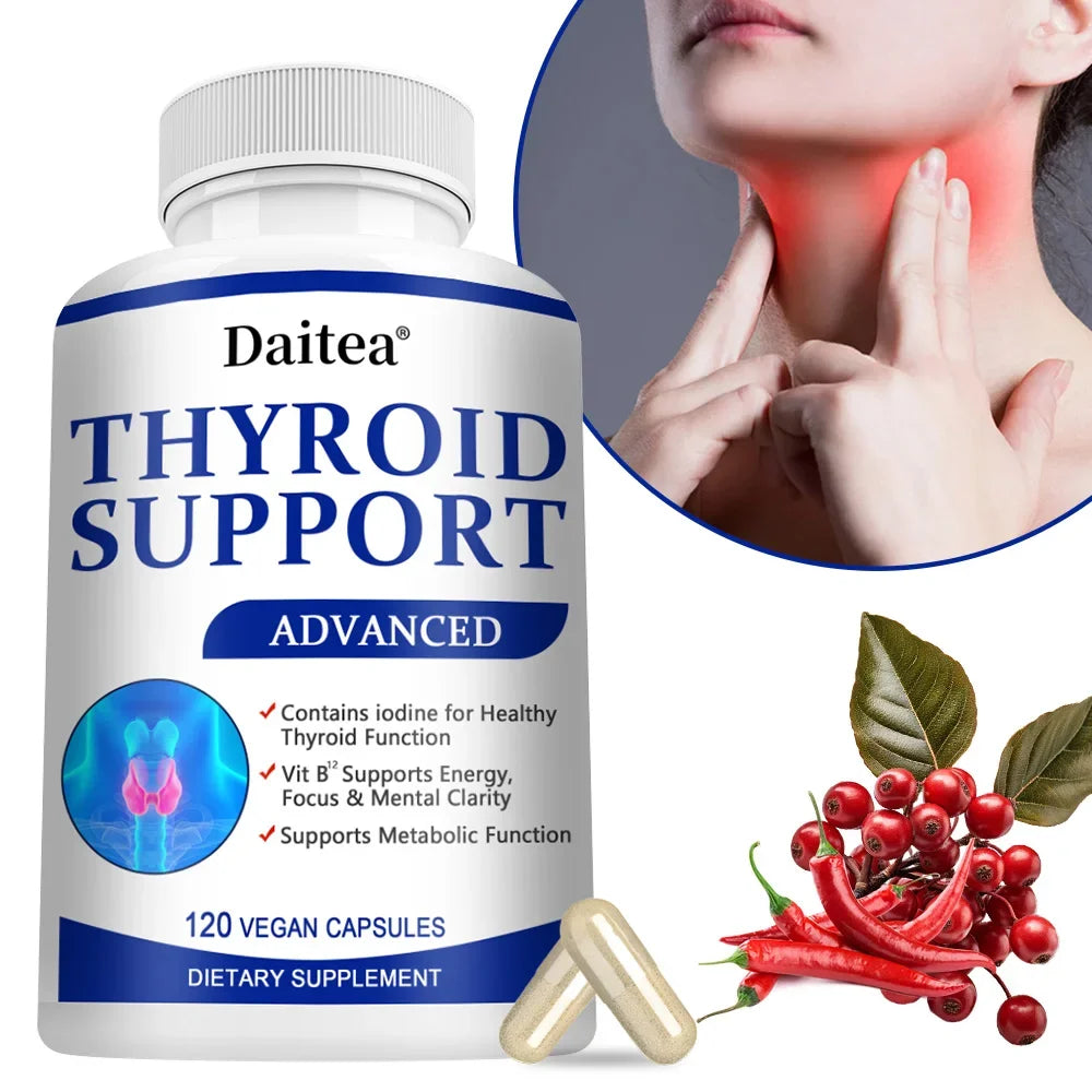 Suplemento Tiroideo con L-tirosina, Iodo, Zinc y Selenio - Promueve la Memoria, Cognitiva, Salud y Metabolismo de Tiroides, NO-GMO