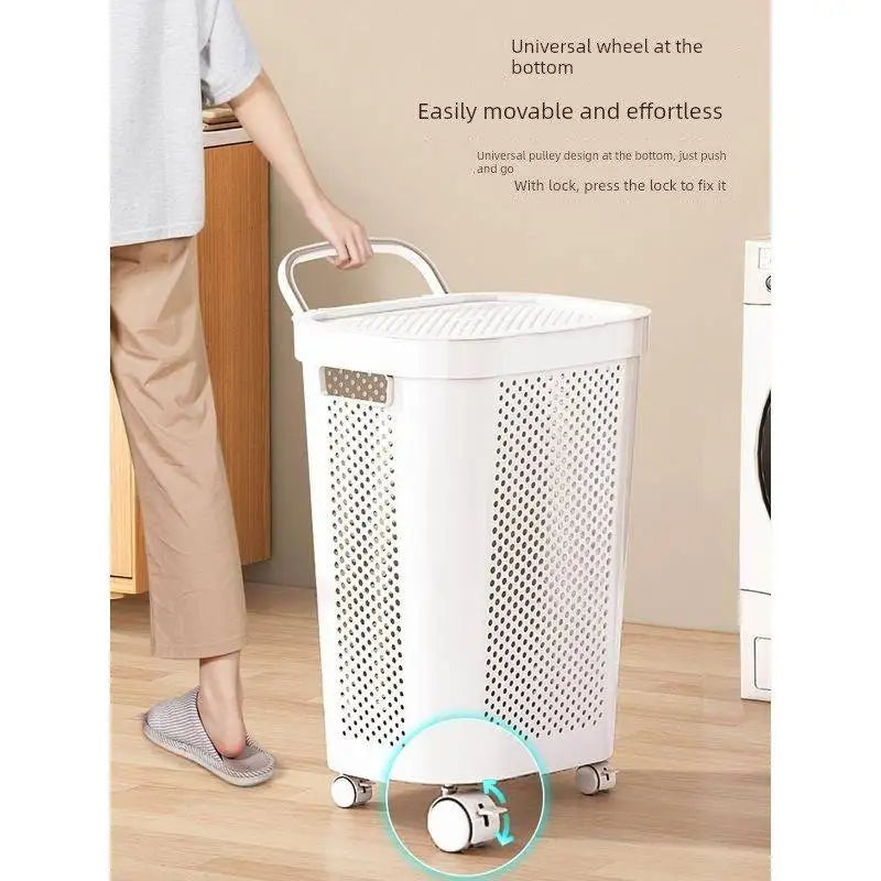 Cesto para Ropa Sucia de Gran Capacidad con Ruedas y Tapa para Baño, Uso Doméstico, Organizador de Almacenamiento para Dormit...