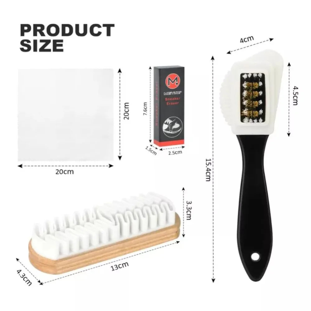 4 unids/set herramienta de limpieza eliminación de manchas Kit de cepillo de gamuza con borrador uso doméstico cepillos de nobuk Kit botas paño de limpieza para zapatos