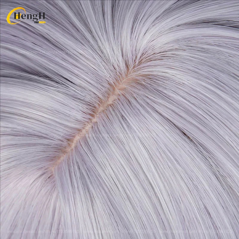 En stock, peluca de cosplay de anime NTGOV Marian Long de 70 cm, color plateado claro y morado, Modernia, resistente al calor, de pelo sintético, para Halloween