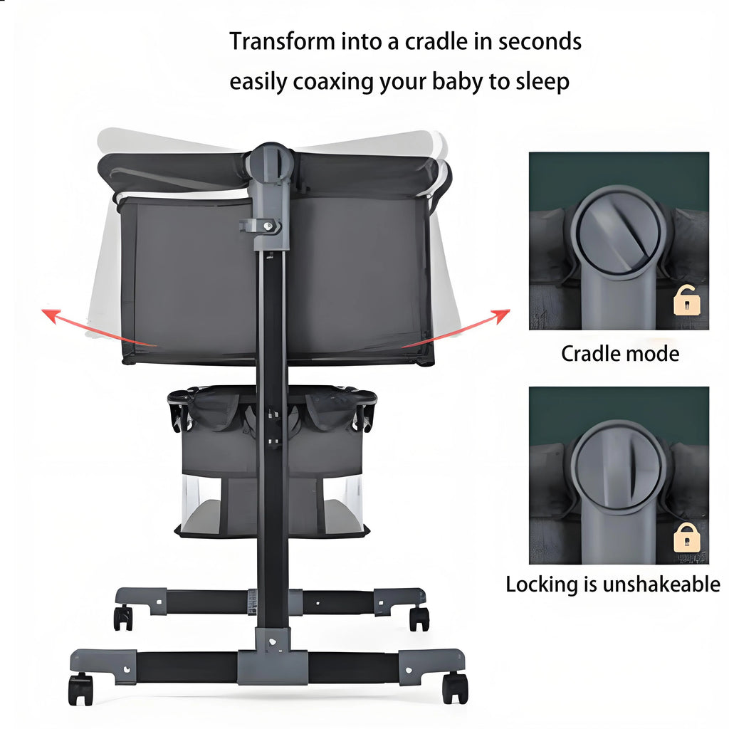 Cuna portátil 3 en 1, moisés multifuncional, cochecito plegable y ajustable, cuna acoplable, cama acoplable para bebé