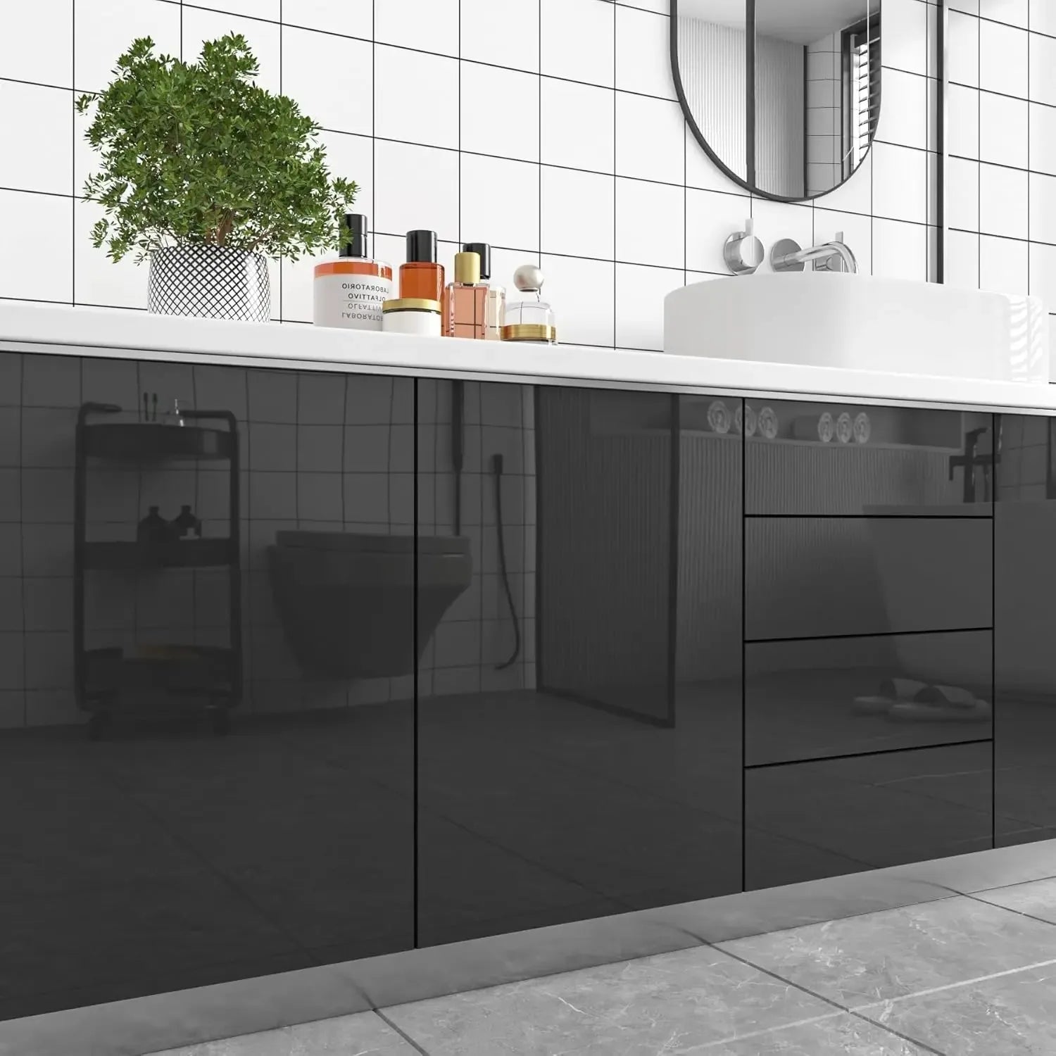 Pegatinas de Pared Lisas de Alto Brillo para Muebles, Película de PVC Perlada, Papel Tapiz Impermeable, Decoración DIY para Habitaciones, Armarios y Cocinas