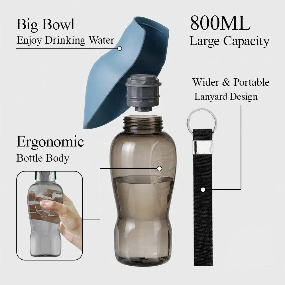 Botella de Agua Plegable para Mascotas, 800 ml, a Prueba de Fugas, Dispensador de Agua Portátil para Perros Pequeños, Gatos, Paseos al Aire Libre, Bebedero para Cachorros