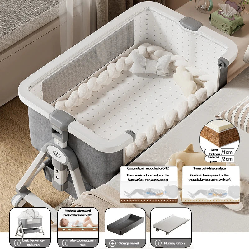 Cuna Multifuncional Segura para Bebés, Plegable, con Función de Balanceo, para Colocar Junto a la Cama, Portátil, para Recién Nacidos, para una Vida Familiar Más Sencilla