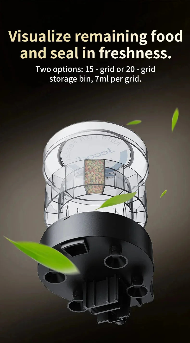 Jebao DRF-comedero automático inteligente para peces de acuario, con sincronización Digital, Control BT, alimentación, pecera pequeña, dispensador de alimentos inteligente