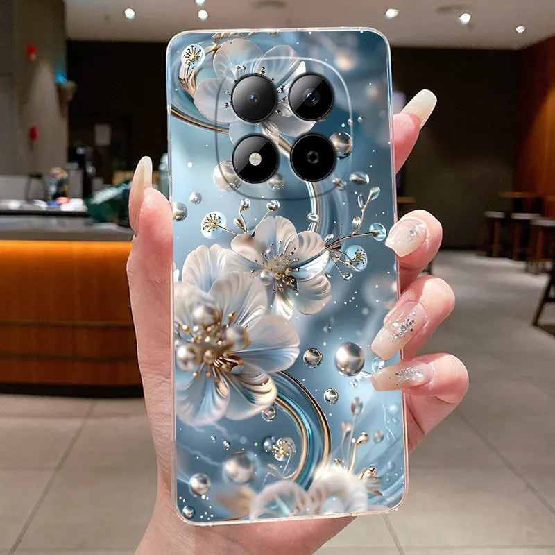 Funda para Teléfono Xiaomi Redmi Note 15 Pro 4G, Carcasa Protectora con Diseño de Lazo de Mariposa, Transparente, de Silicona TPU Suave