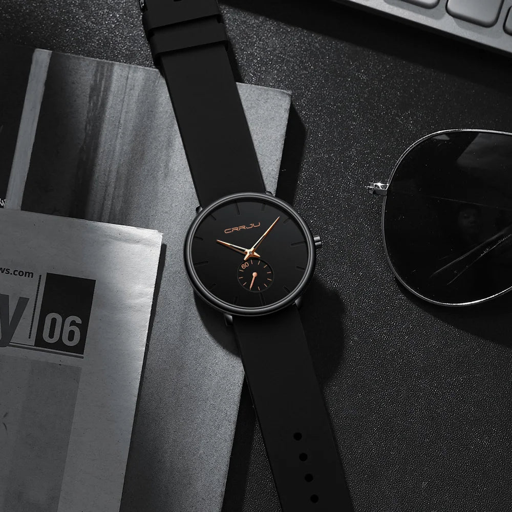 CRRJU-Conjunto de relojes de silicona informales para hombre y mujer, relojes de pulsera de cuarzo con esfera Simple, reloj de vestir para mujer