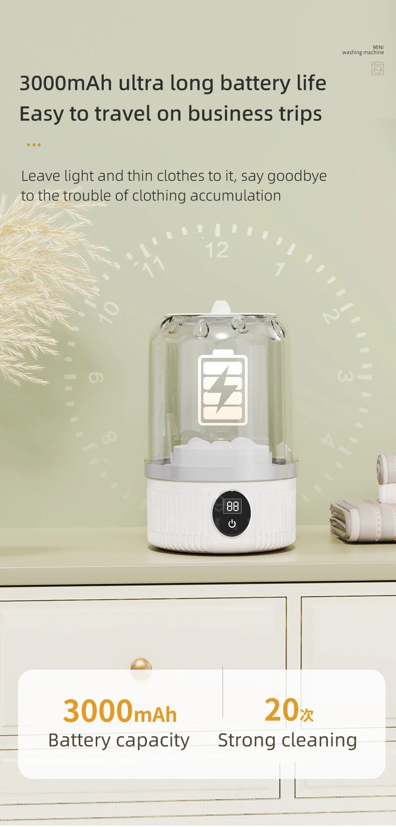 Mini lavadora eléctrica para el hogar, ropa interior, calcetines, pequeña lavadora con carga inalámbrica, lavadora de ropa para mascotas