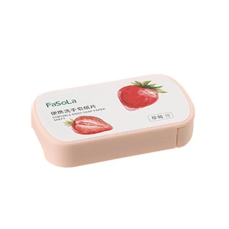 50-200 Piezas de Jabón de Papel Portátil Mini con Aroma a Fresa, Jabón de Manos Desechable, Jabón de Papel para el Cuidado de las Manos, Jabón de Limpieza, Artículos de Baño y Viaje
