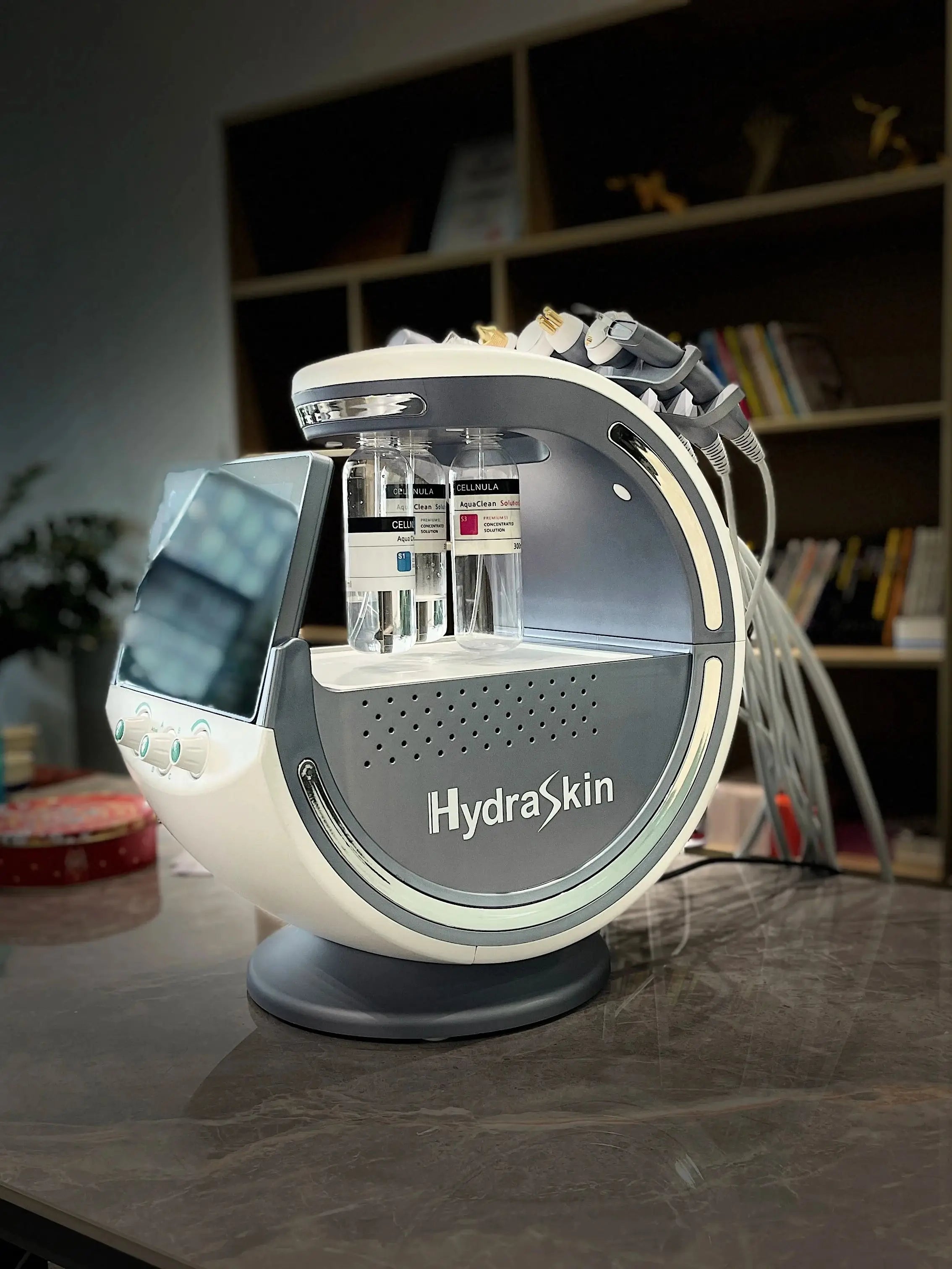 7 en 1 Analizador inteligente de azul hielo Máquina facial multifunción Diamond Hydra Dermoabrasión Facial Aquafacial