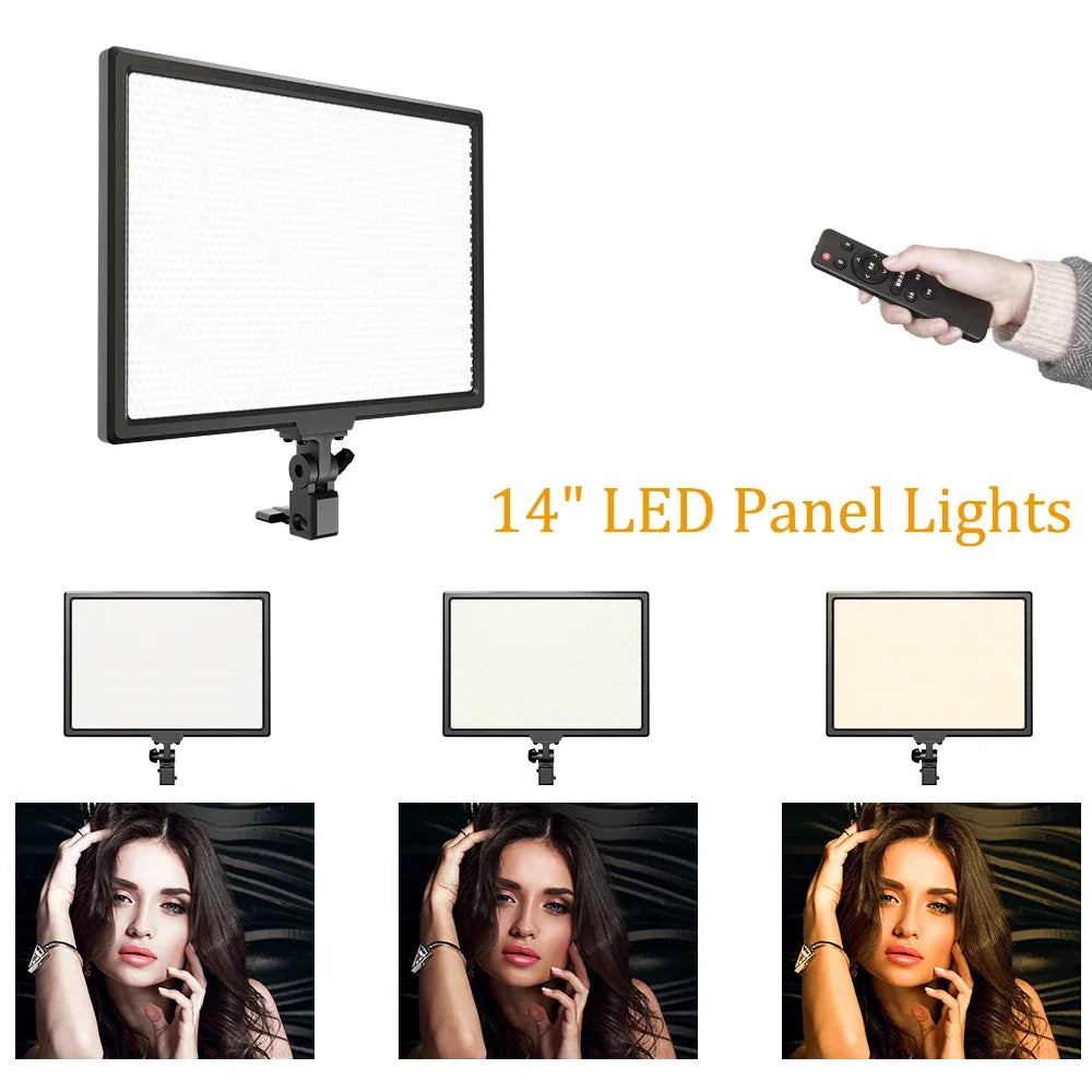 Panel de luz LED potente SH 45W, pantalla LCD de tres colores, lámpara de atenuación continua 1-100% para estudio fotográfico, grabación de vídeo profesional