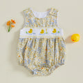 Lindo pelele de verano para bebé niña con bordado de pato, sin mangas, cuello redondo, dulce mono floral, trajes de sol