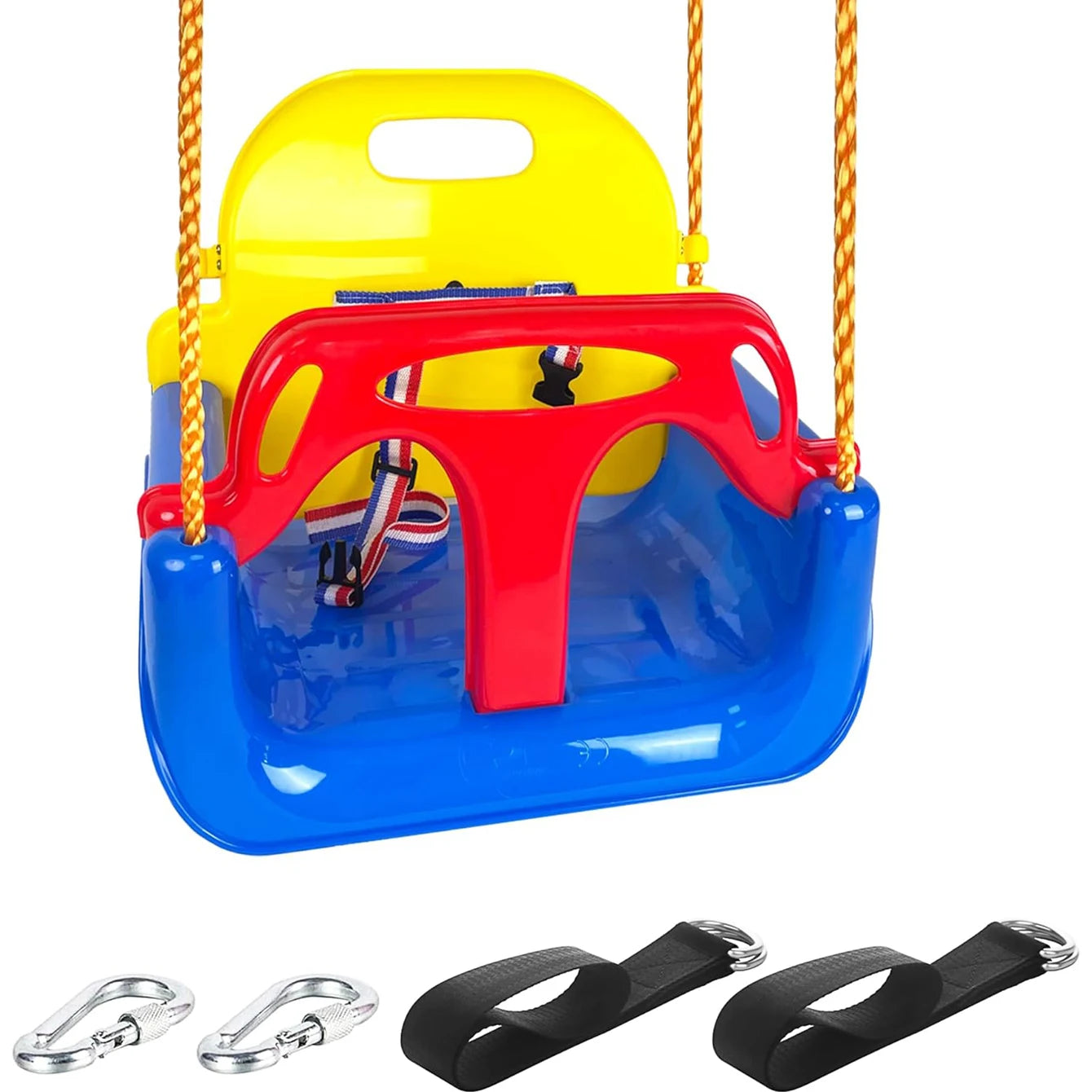 Asiento de columpio para bebé 3 en 1, columpio para niños pequeños, antideslizante y desmontable seguro para bebés y adolescentes, asiento de columpio para patio de juegos exterior
