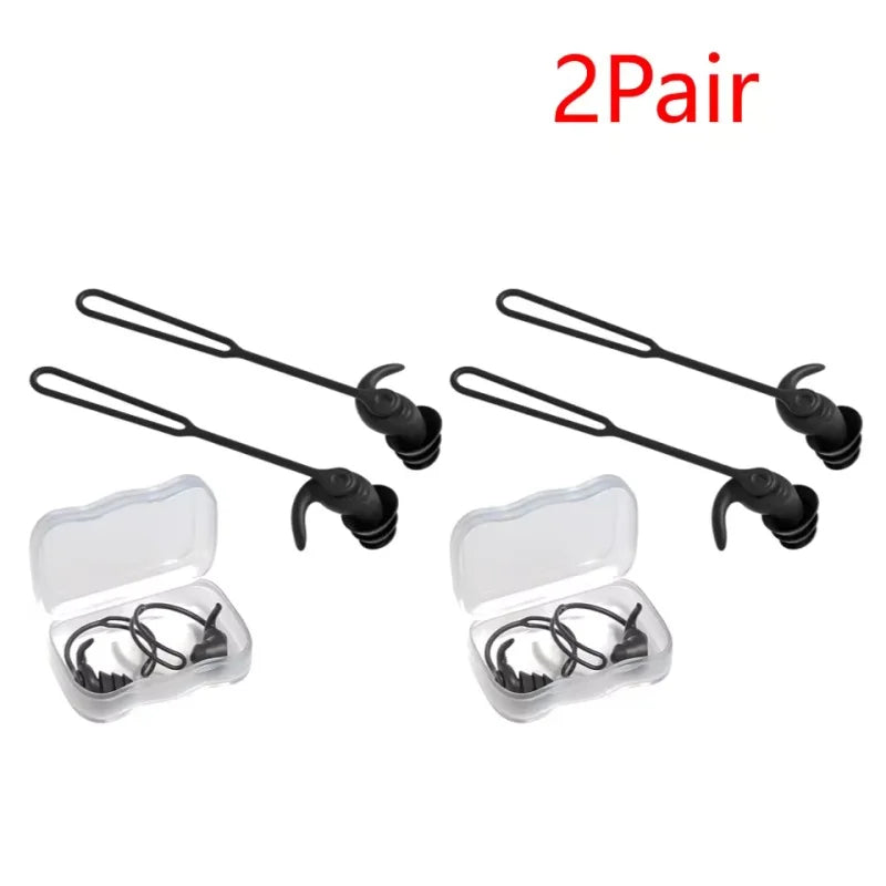 1 par/2 pares de tapones para los oídos para nadar, accesorios de silicona impermeables y antiruido para piscina, tapones para los oídos para natación, deportes acuáticos, tapones para los oídos para nadar
